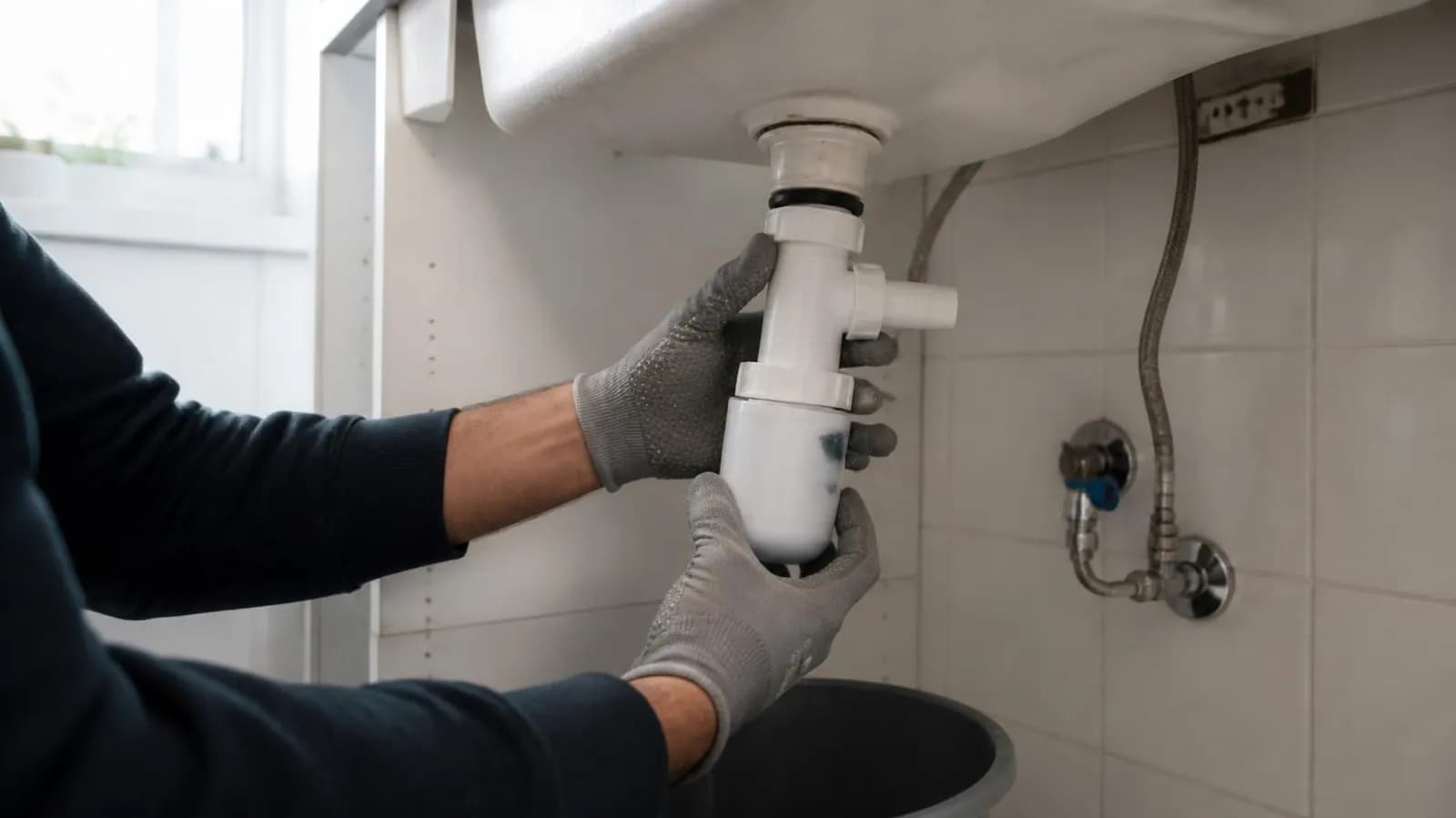 Canalizador a desentupir cano de lava-loiça em Lisboa